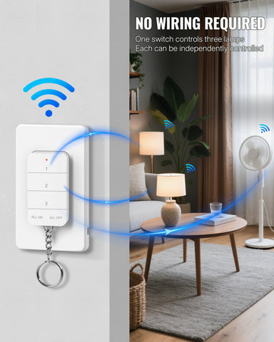 WILAWELS wireless light switch shown with keychain for portability.