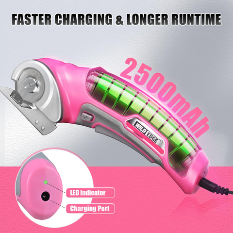 Wild Edge hard case protects the pink cordless scissors during storage