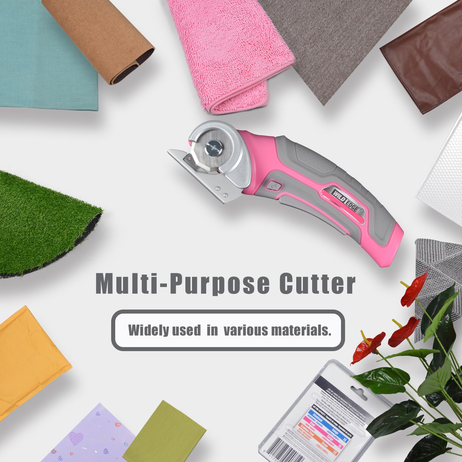 Wild Edge multi-material cutting suitable for cardboard, fabric, leather, and plastics