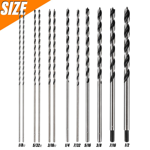 WildBossy 12in Brad Point drill bit set with reduced shank for compatibility