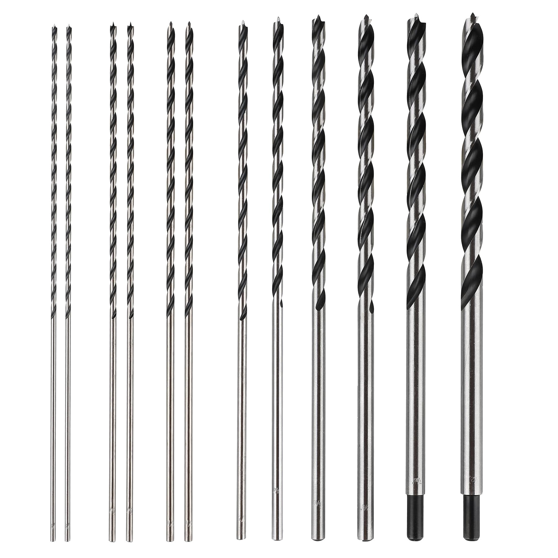 WildBossy 12in Brad Point drill bit set with round shank for stable cuts