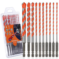 WildBossy concrete carbide drill bit set closeup showing durable NF10X tip for tough materials
