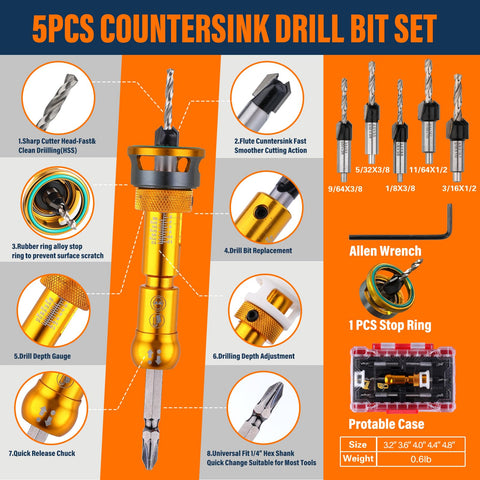 WildBossy countersink 9-64 inch bit creates a flush, accurate depth for screws