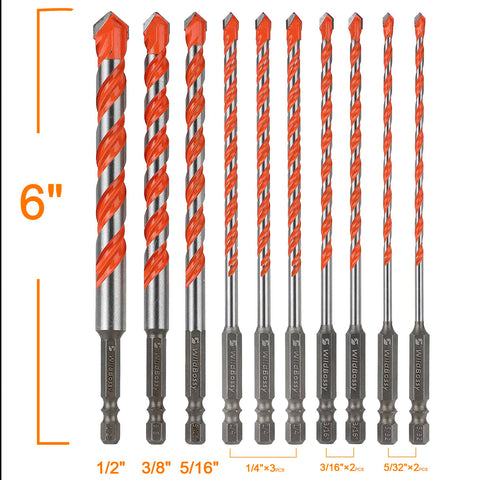 WildBossy drill bits ready for concrete, brick, and tile tasks in real use