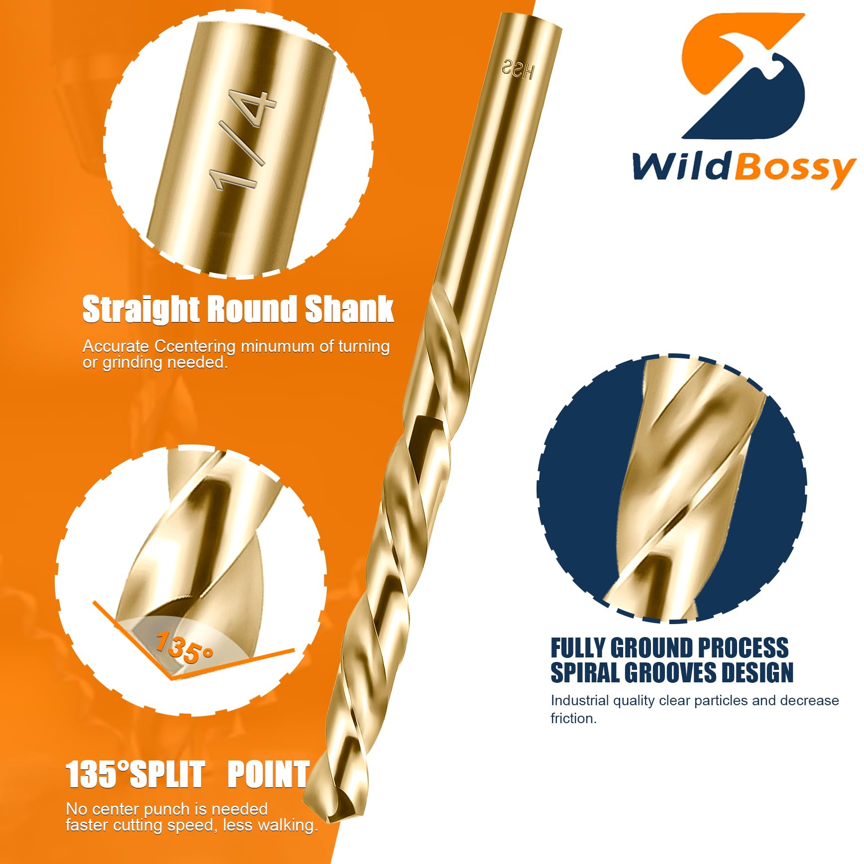 WildBossy cobalt bits ideal for stainless steel and hard metals in tough jobs.