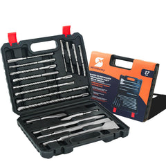 WildBossy SDS Plus 17PCS drill bits set ready for tough concrete drilling.