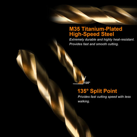 WildBossy TiN coating on cobalt bits increases wear resistance.