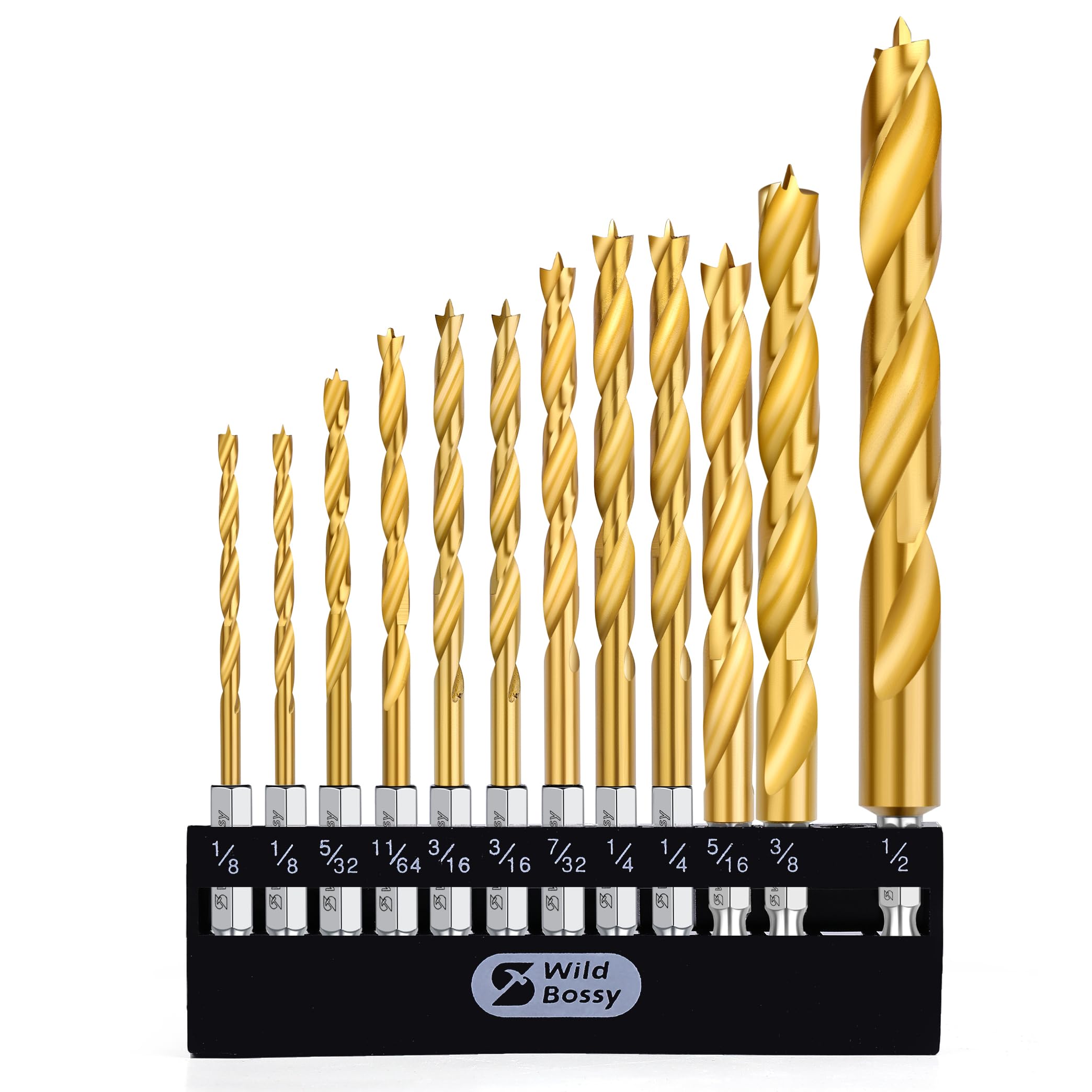 WildBossy titanium brad point drill set ready for precision pilot holes in wood