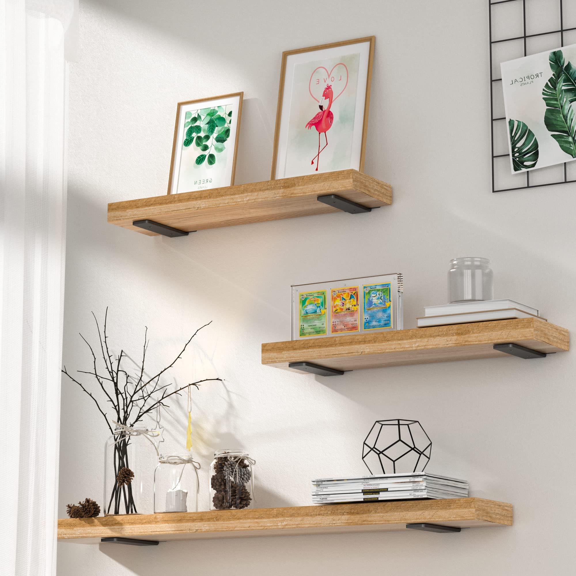 Wildnut black powder coat finish bracket resists rust and complements modern décor.