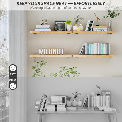 Wildnut heavy-duty L-bracket with screws included for quick, sturdy DIY shelf installation.