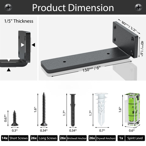 Wildnut industrial rustic 6 inch bracket ideal for open shelving and display.