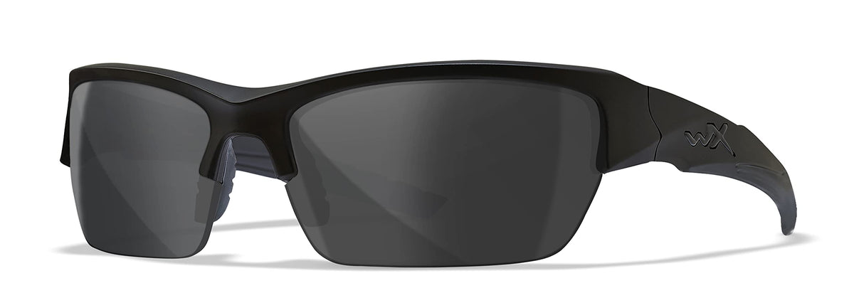 Wiley X WX Valor sunglasses front view in matte black frame for versatile protection.