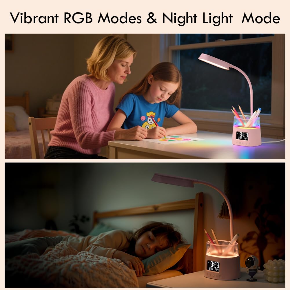 WILIT LED desk lamp complements dorm room decor with its pink finish.
