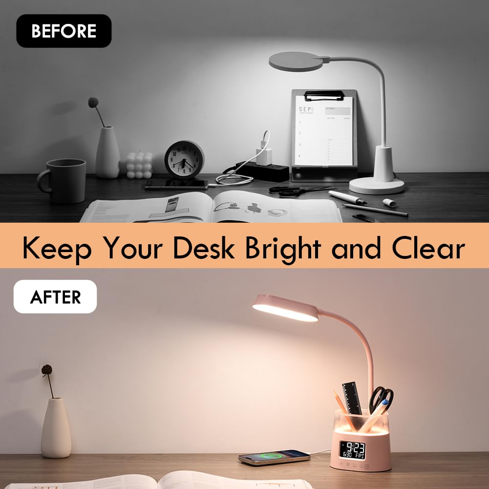 WILIT LED desk lamp includes USB charging port for convenient device use.