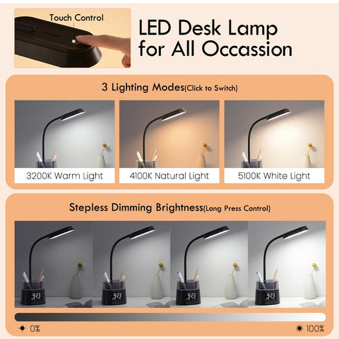 WILIT LED Kids Desk Lamp pen holder close-up emphasizing storage convenience.