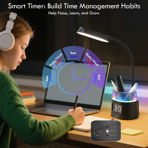 WILIT LED Kids Desk Lamp USB charging port for devices.