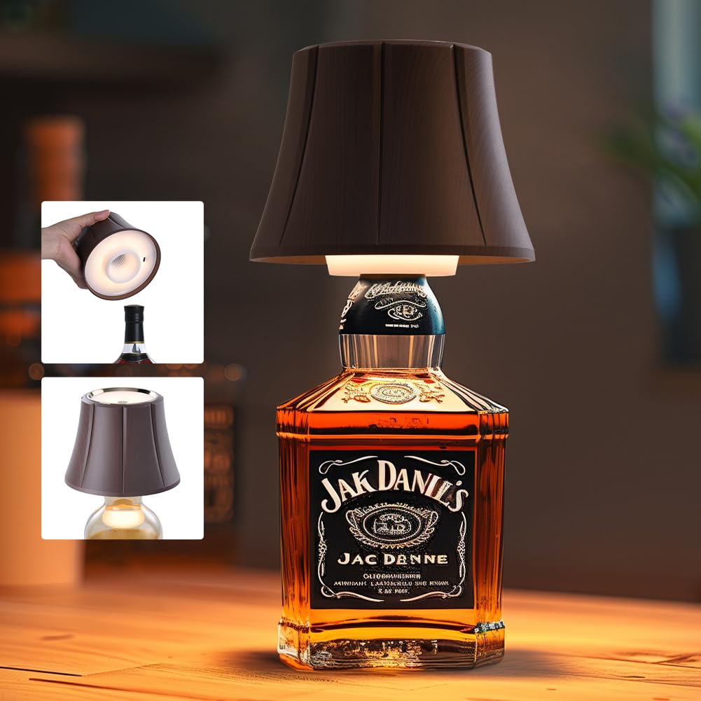 WILIT wireless bottle lamp perched on a bottle providing ambient glow