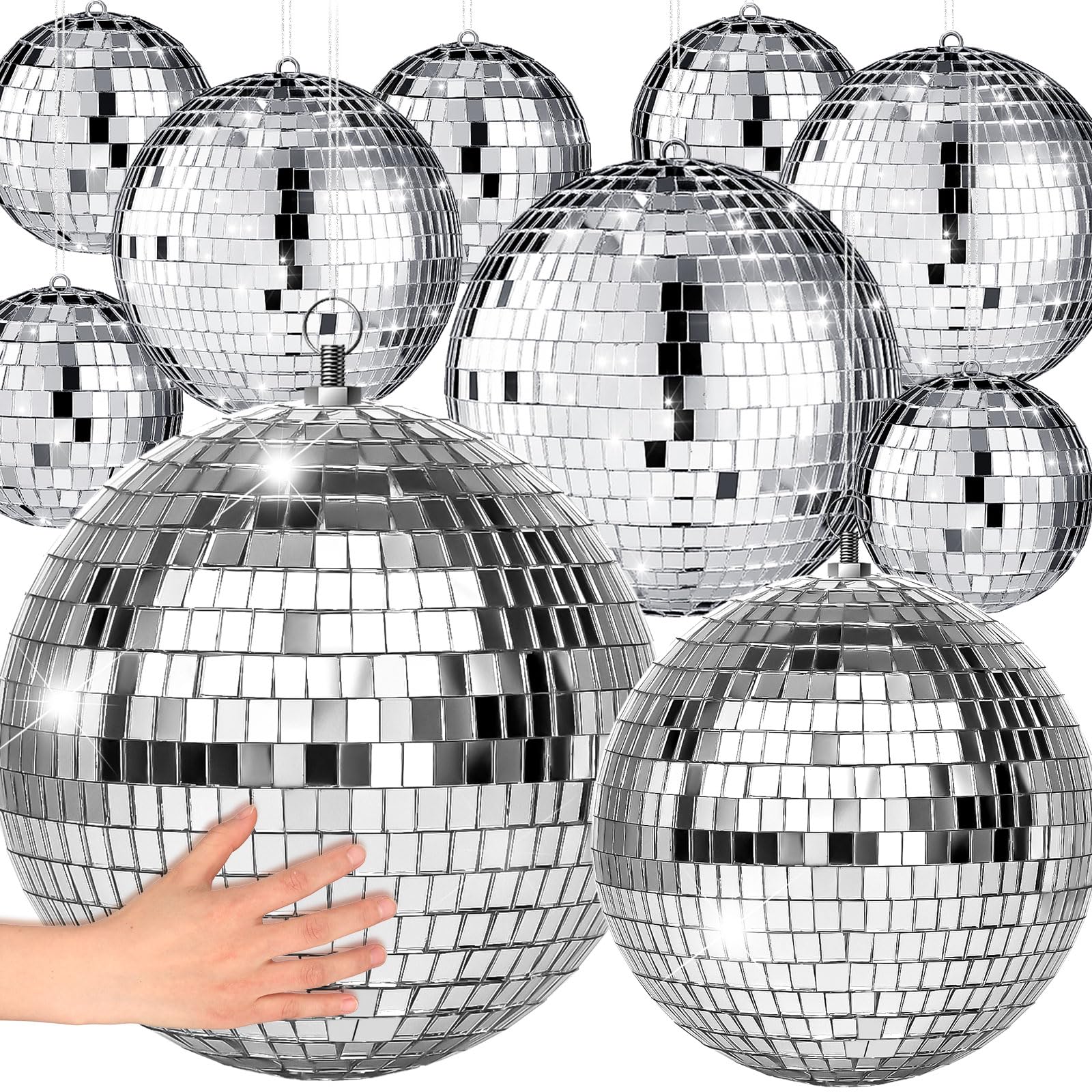 WillBOND 12-inch disco ball reflecting stage lights for dramatic decor.