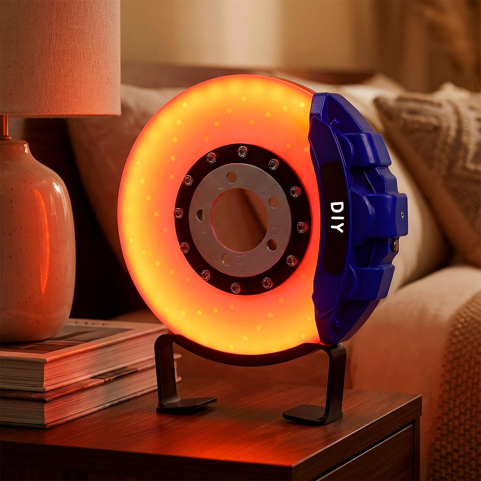 WILLBOND brake disc lamp with blue caliper and orange glow for desk decor and ambiance