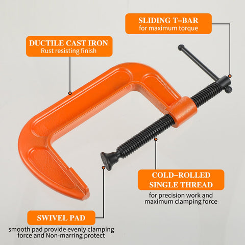 willbond c-clamp 6inch woodworking setup in use for sturdy project holds.
