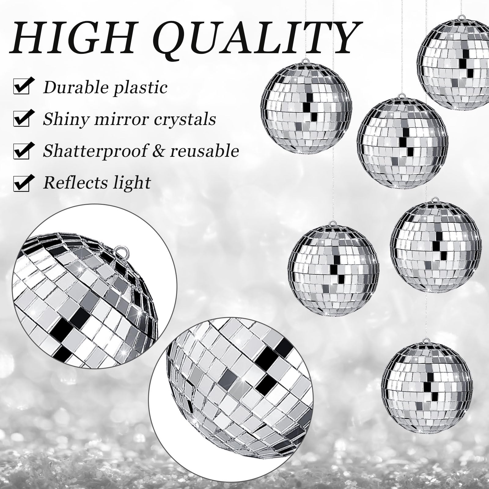 Willbond 3.2 inch disco ball with foam core for durable, lightweight decor