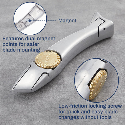 WILLBOND shark knife with screw-lock enables safe one-handed use.