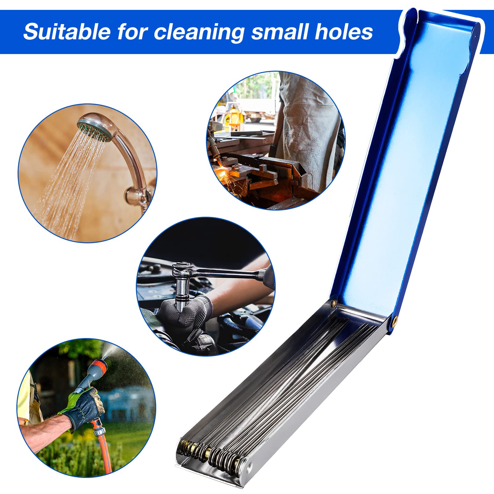 Wires with spiral knurling help scrub jets and carb passages effectively.