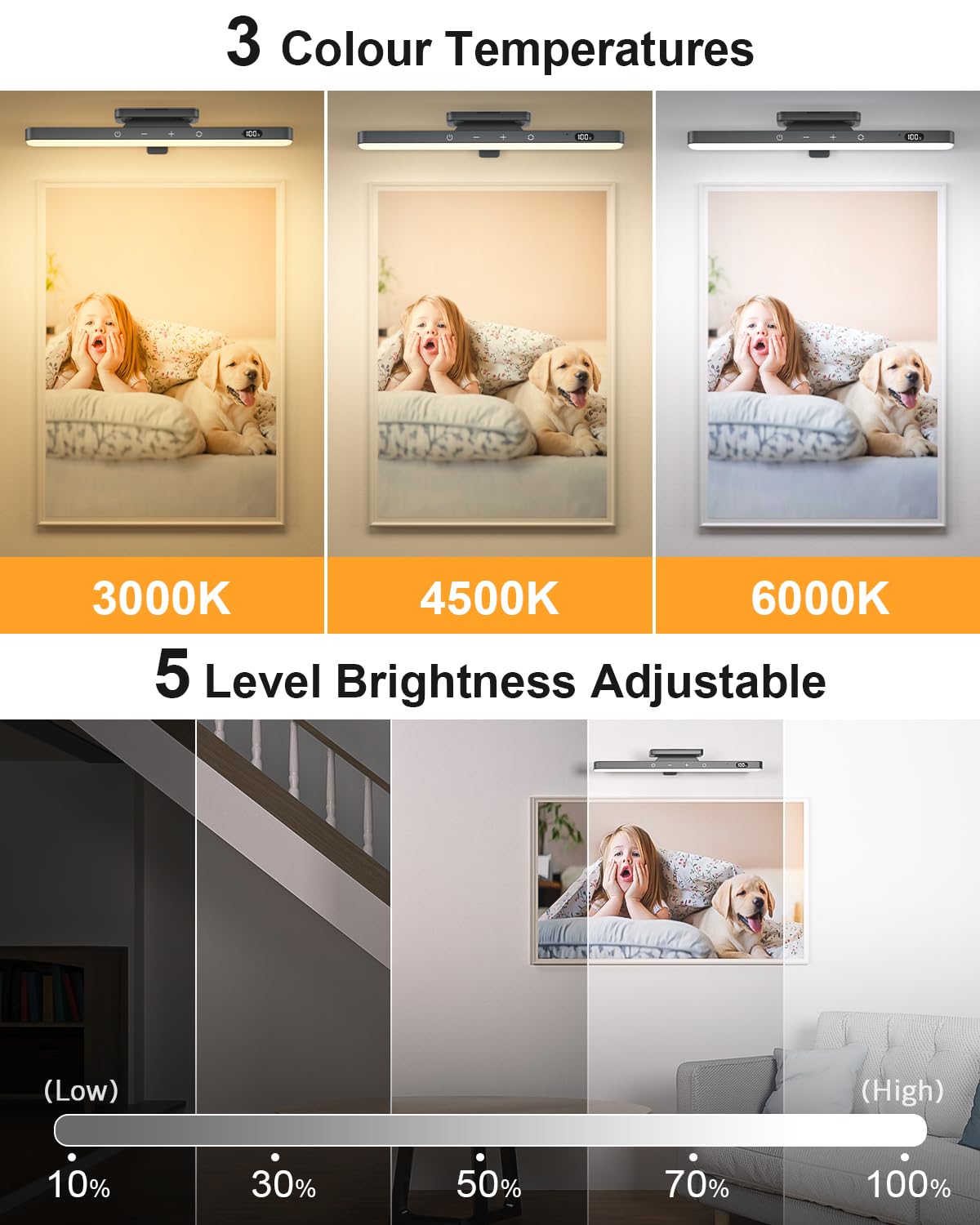 WILLED 3W picture light magnetic base enables easy angle adjustment.