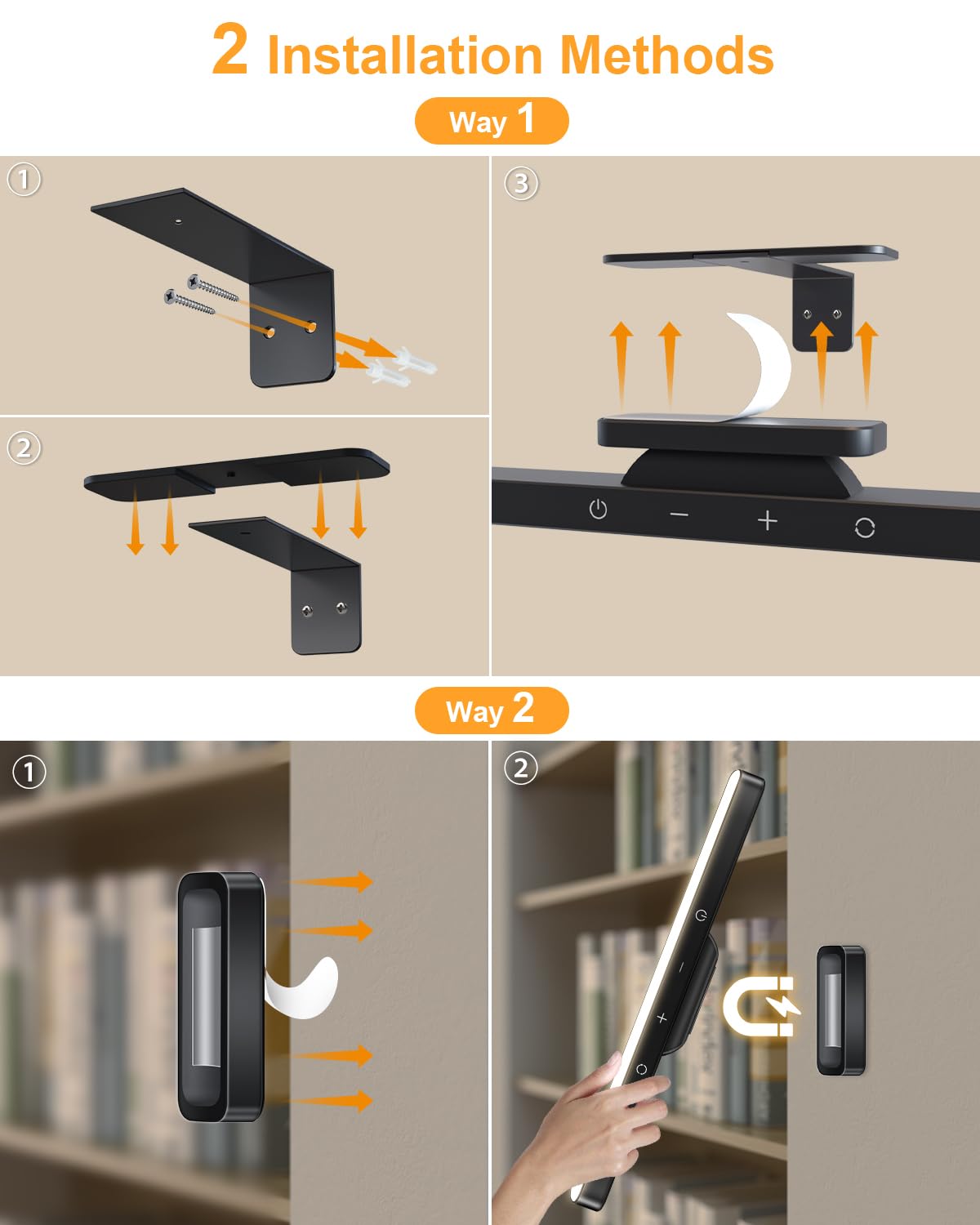 WILLED 3W picture light with bracket included for quick setup.
