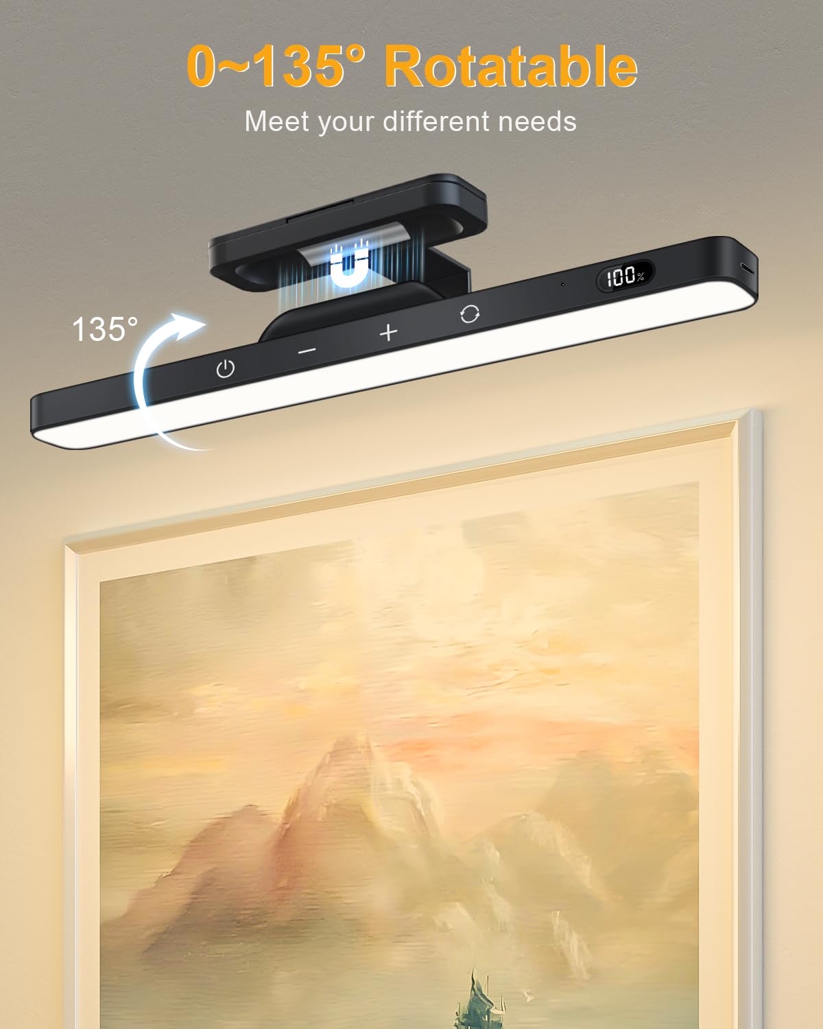 WILLED 3W picture light includes a 2000mAh battery for extended use.