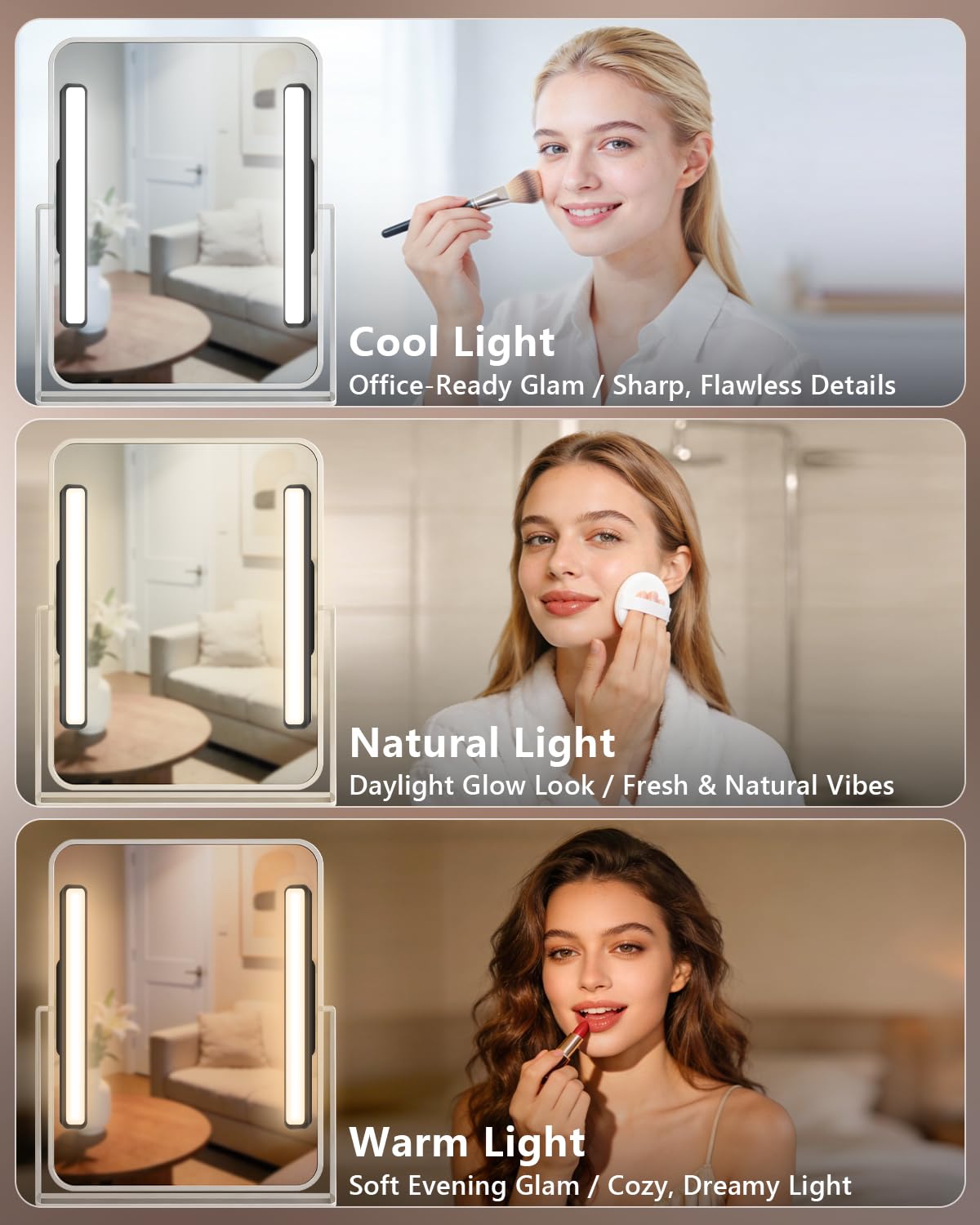 WILLED 5W vanity lights showcasing color temperature options for natural tones