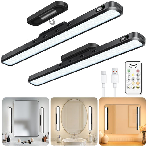 WILLED 5W vanity light on left mirror with remote for even makeup lighting