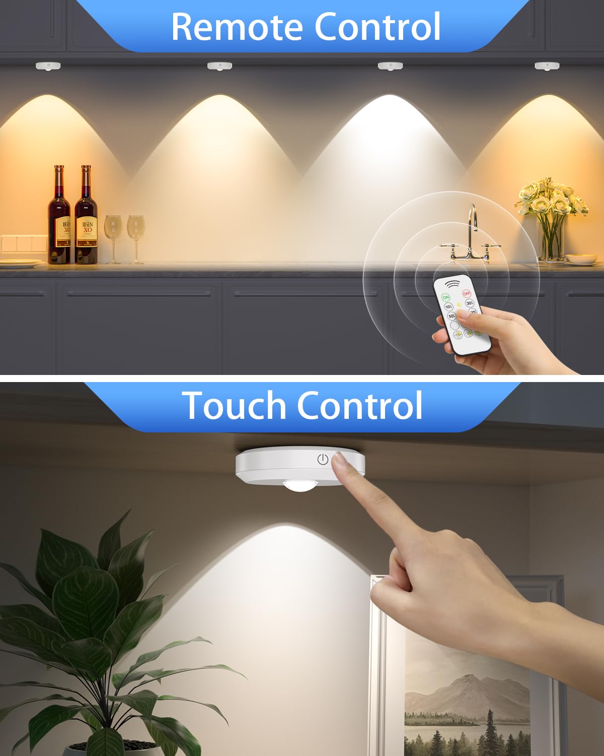 WILLED dimmable puck lights provide adjustable brightness for any task.
