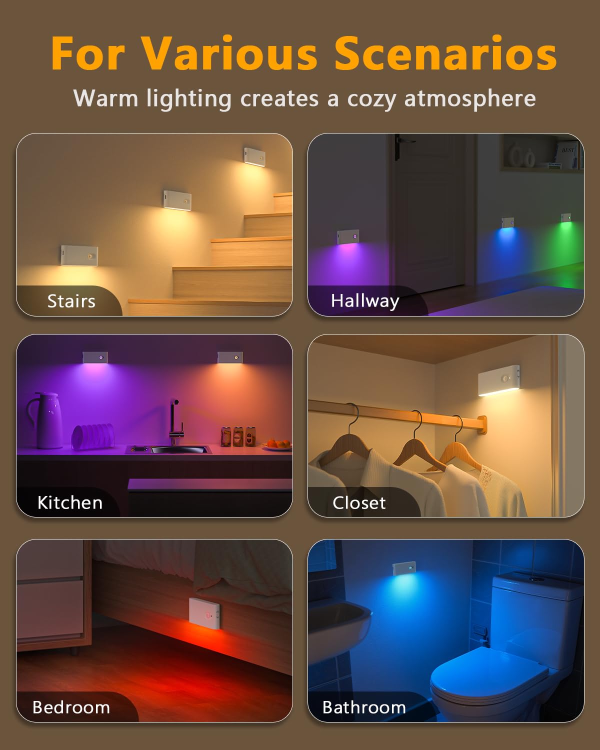WILLED motion sensor lights indoor in warm white provide soft illumination for bedrooms and bathrooms