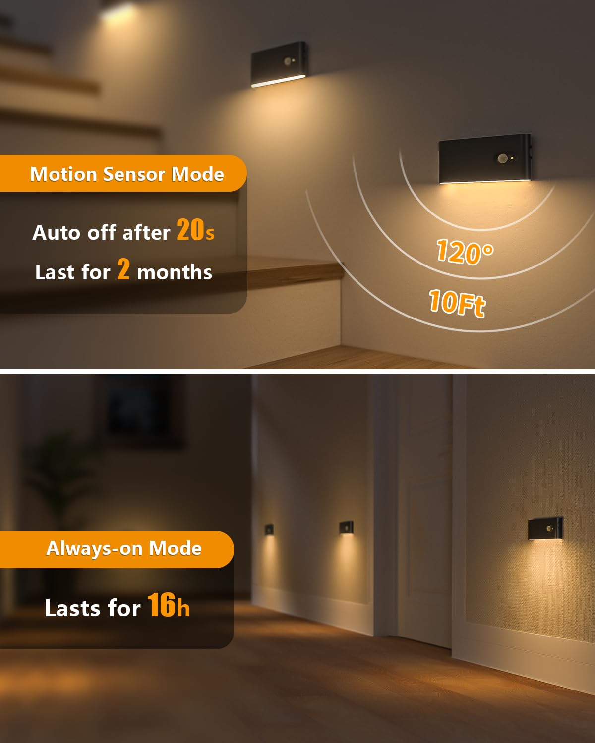 WILLED motion sensor detects movement up to three meters for hands-free illumination.