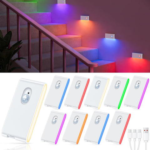 WILLED motion sensor night light in amber illuminating stairs safely