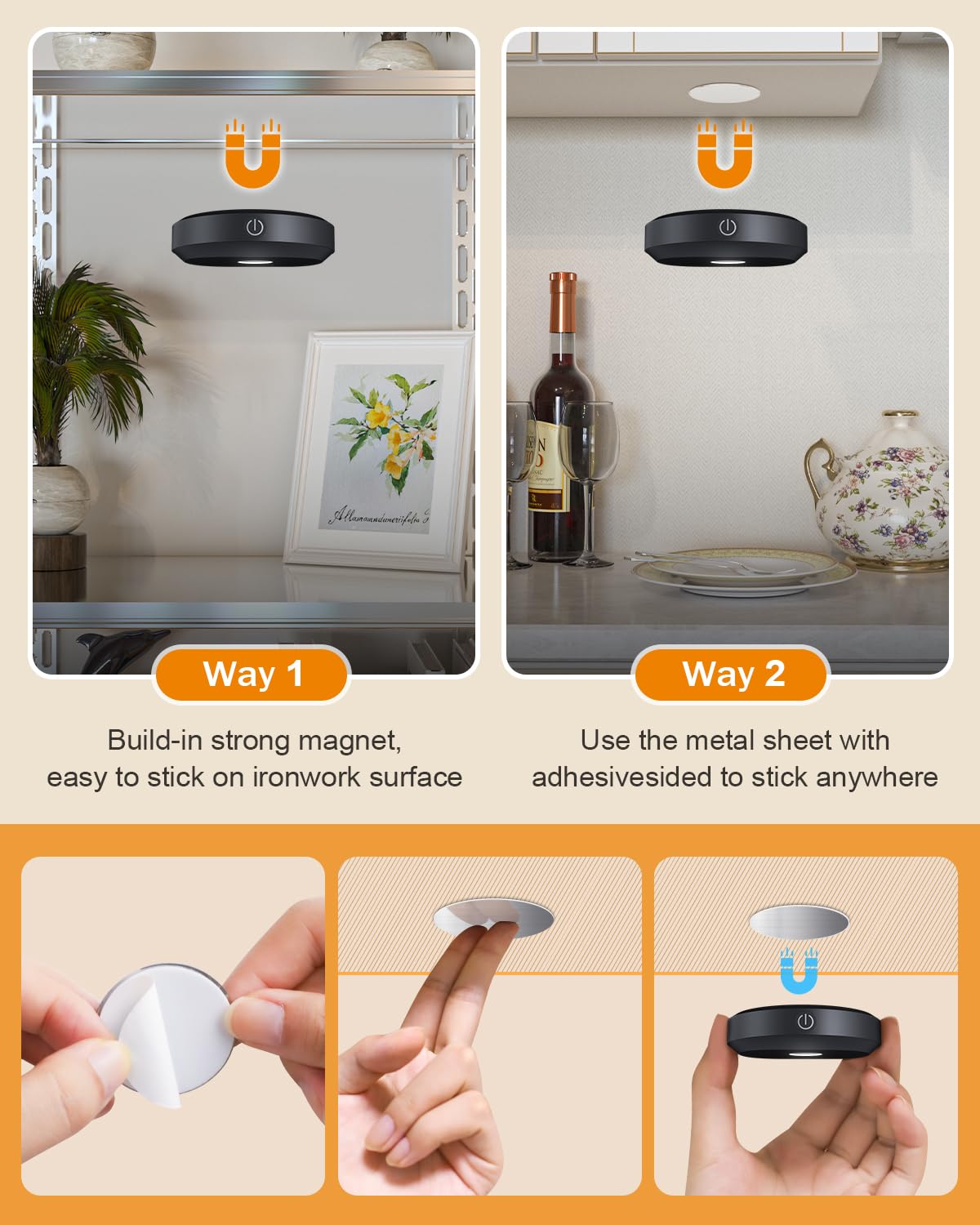 WILLED portable lighting suitable for cabinets, closets, and shelves