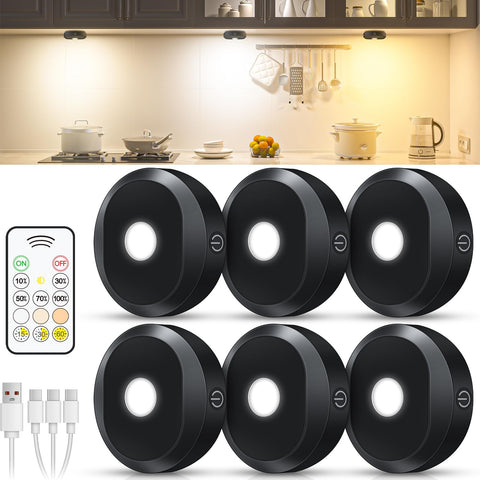 WILLED puck light on a kitchen cabinet with remote for bright task lighting