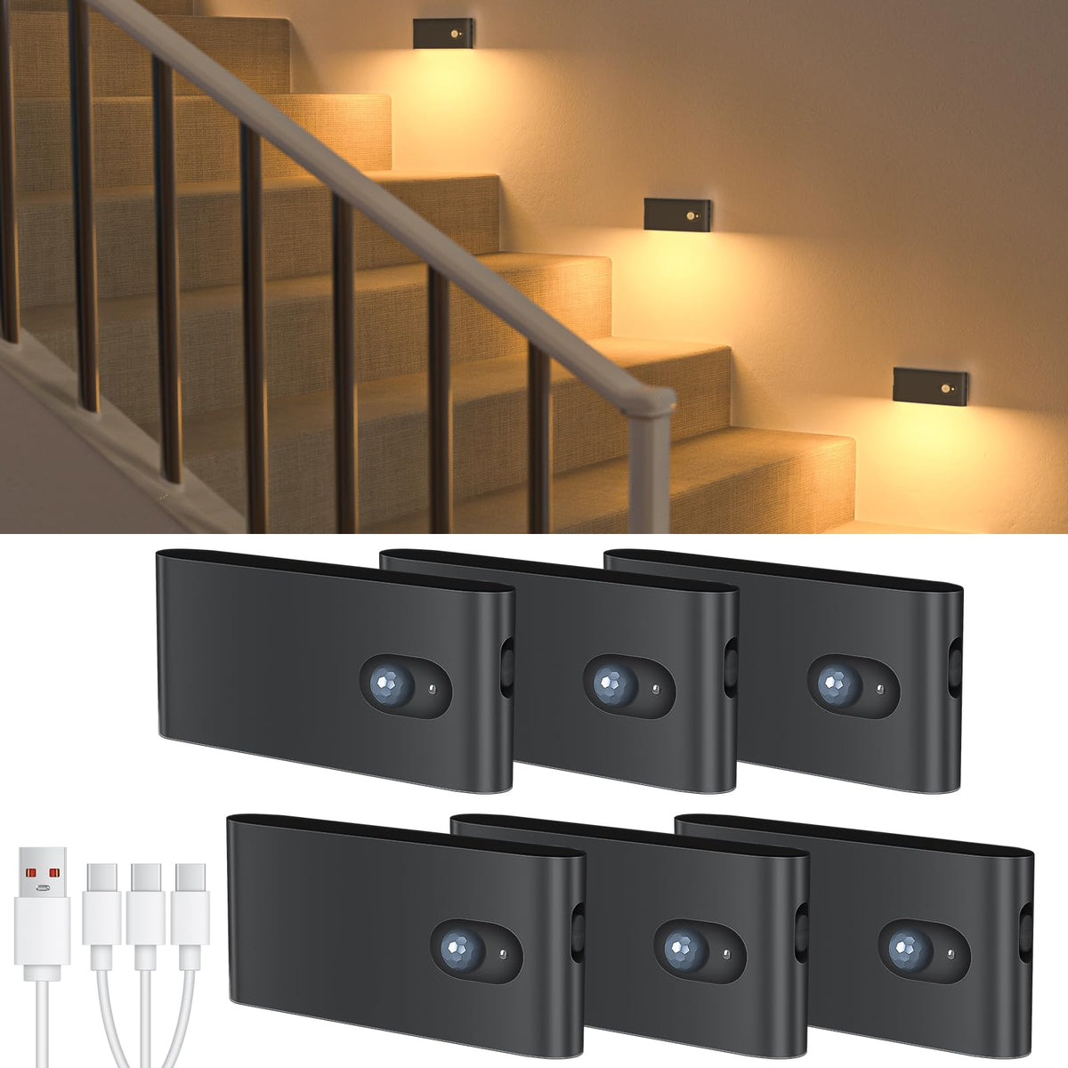 WILLED rechargeable night light along a stair path provides gentle visibility for safer steps.