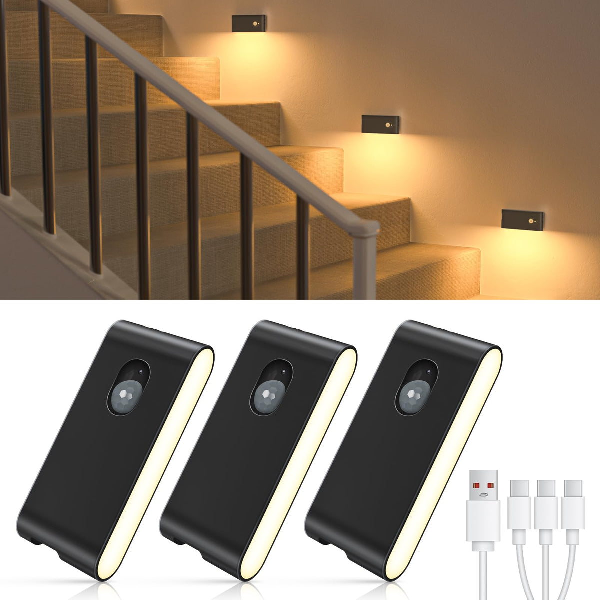 WILLED rechargeable night light on stairs for safe navigation