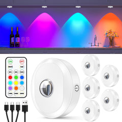 WILLED RGB rechargeable puck lights with remote for effortless lighting control