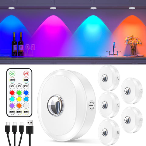 WILLED RGB rechargeable puck lights with remote for effortless lighting control