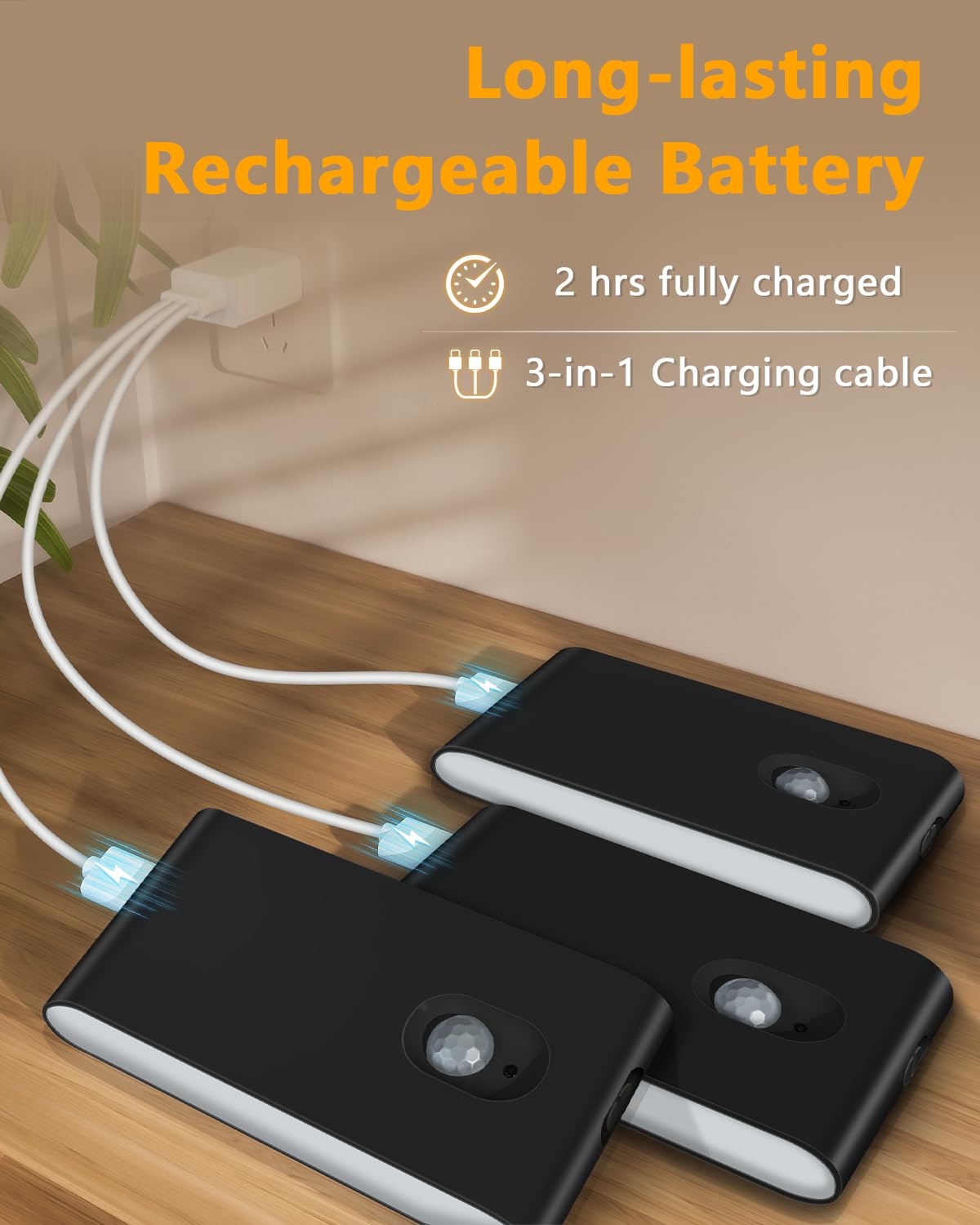 WILLED stair lights are energy efficient with rechargeable batteries