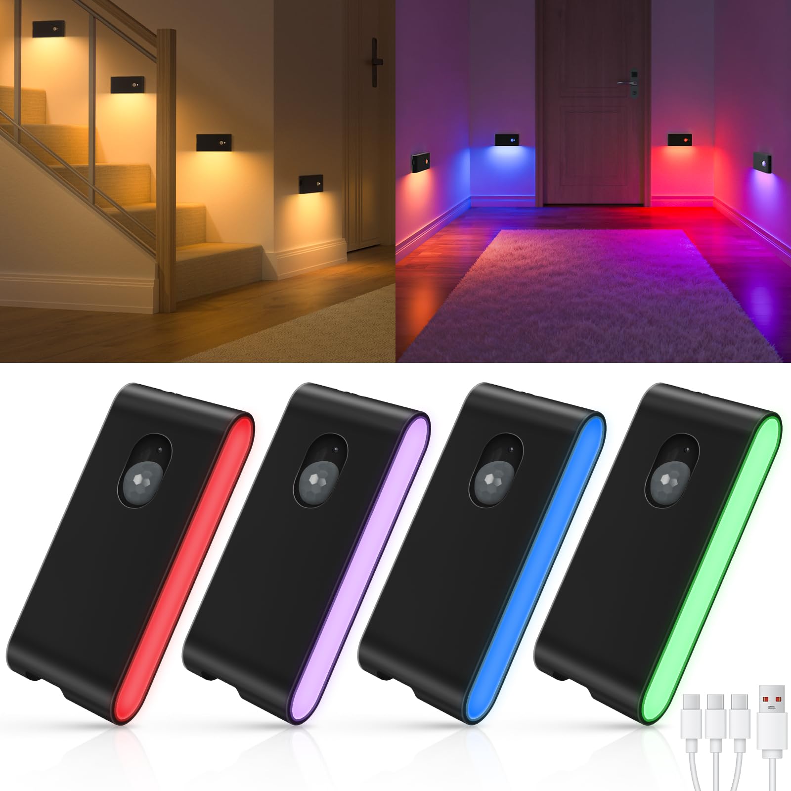 WILLED stair lights show RGB and warm white color changing for cozy ambiance