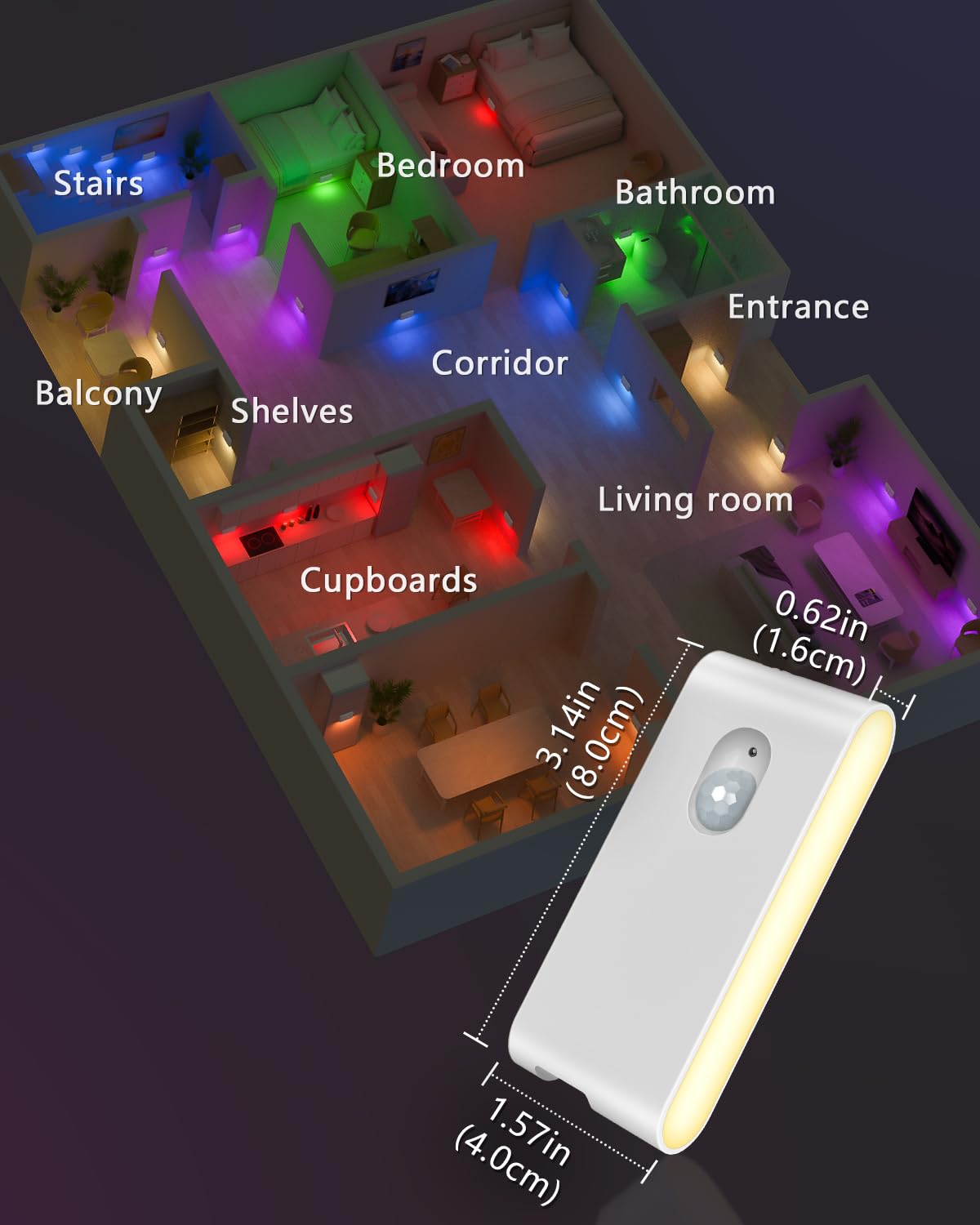 WILLED stair lights provide soft room illumination for bedrooms and kids rooms.