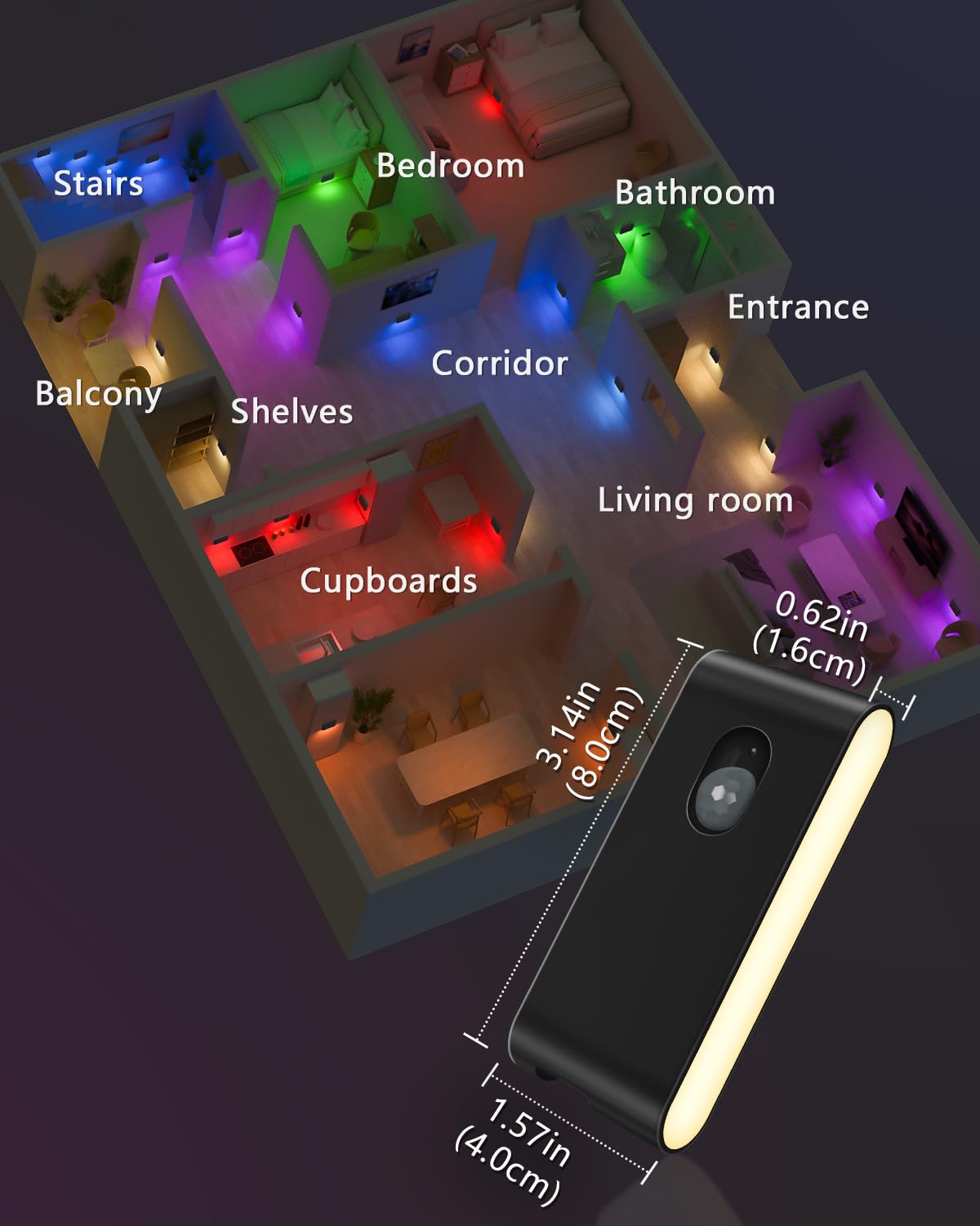 WILLED stair lights emit soft, eye-friendly illumination for nighttime use