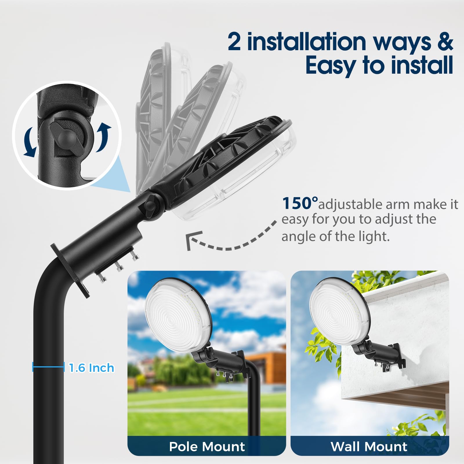 WillGotop adjustable head 150° for flexible outdoor lighting angles
