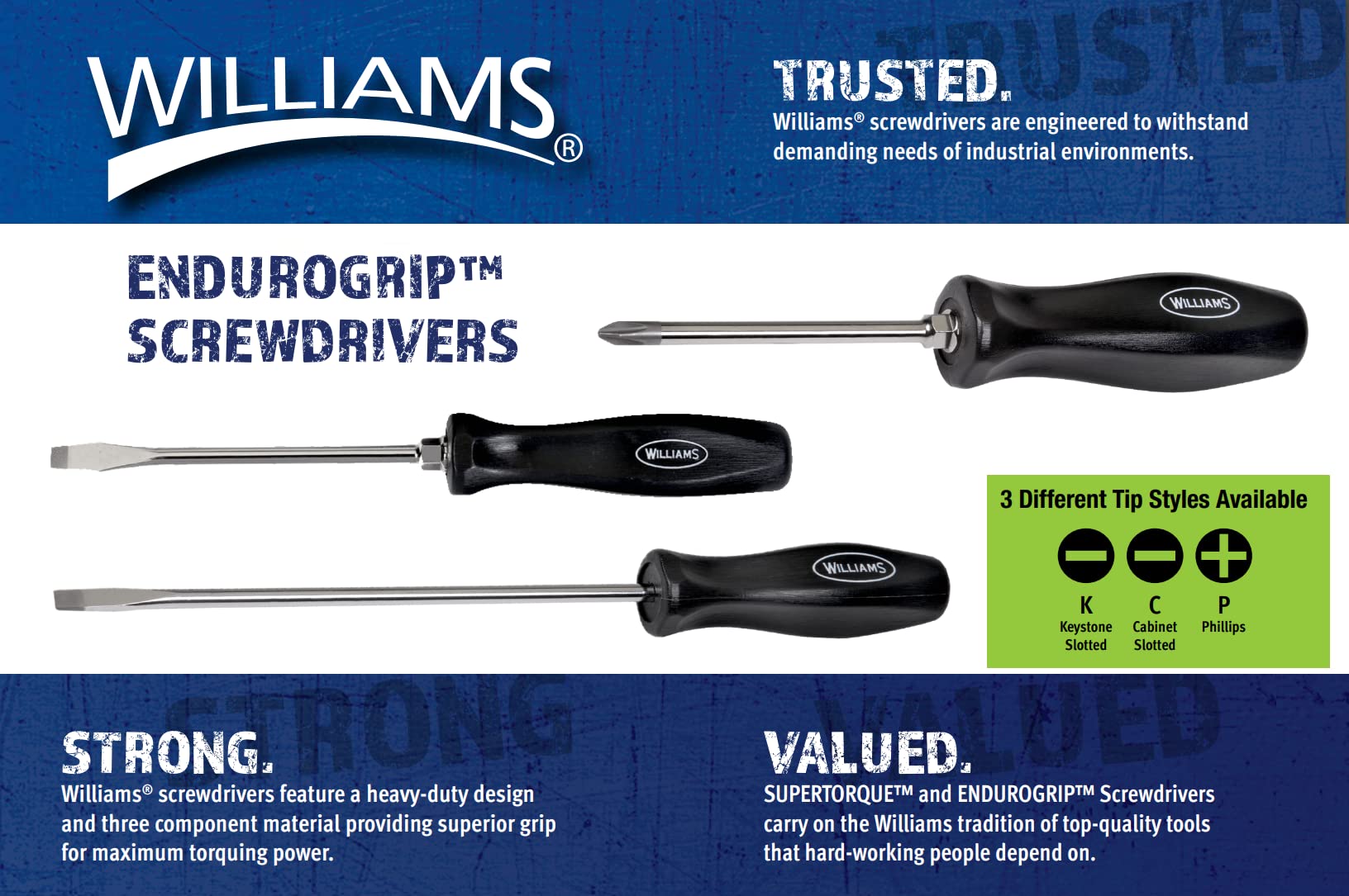 Williams Endurogrip set displayed to illustrate complete range