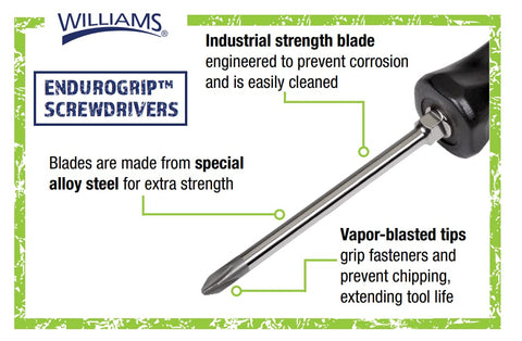 Williams Endurogrip electrician screwdriver with durable chrome blade
