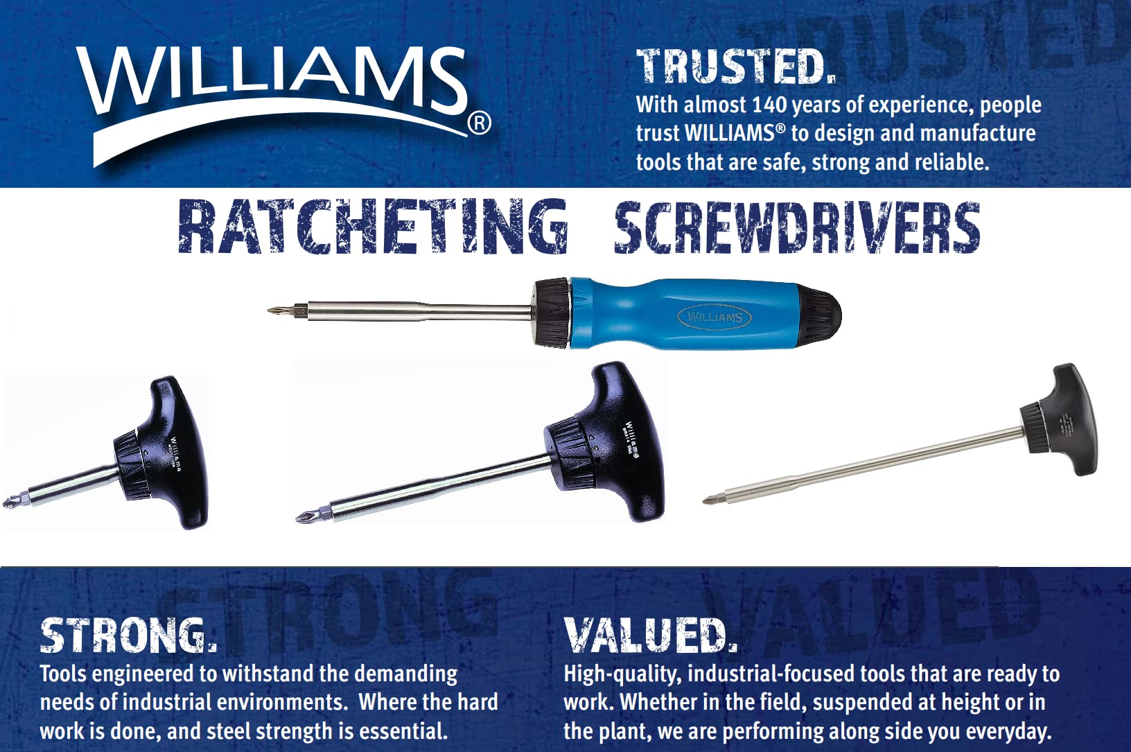 Williams JHWWRS-1 includes five bits for versatile fastening tasks